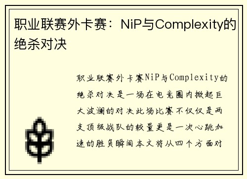 职业联赛外卡赛：NiP与Complexity的绝杀对决